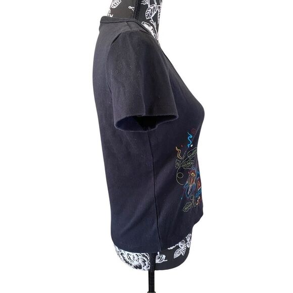 White Stag Embroidered Floral T Shirt Flower Tropical Bongo Jungle Rainbow - Picture 4 of 10